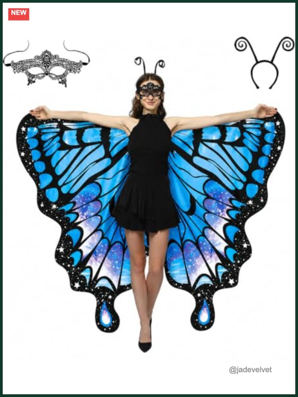 Double Sided Butterfly Costume Wings Cape for Women Halloween Cosplay